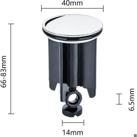 Bouchon de Lavabo de Salle de Bain Universel Ø 40 mm, Bouchon d’évacuation Chromé, Constitué de Laiton, Bouchon Réglable en (1/4)