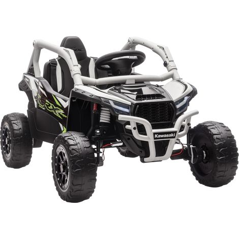 Voiture électrique pour enfants, Kawasaki Teryx KRX 1000 12V avec télécommande LED Musique, Plastique et acier 100x64x56cm pour 3-8 ans, Gris (1/5)