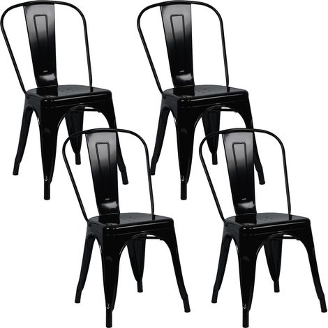 Confezione da 4 sedie impilabili in acciaio stile industriale, dimensioni 45x45x85 cm, Thinia Home