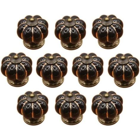 10 Pcs Boutons de tiroir en céramique bouton de meuble pour tiroirs et placards de cuisine (Noir) (1/3)