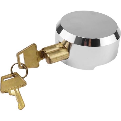 Cadenas sans Manille,Serrure de Fourgon Lourde,Cadenas Rond dissimulé avec 2 clés,Cadenas en Acier trempé,Serrure de sécurité Robuste chromée (1/5)