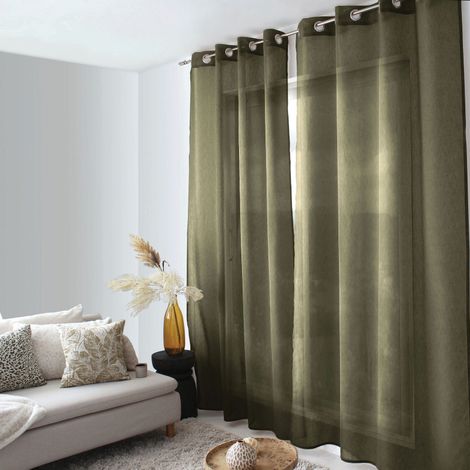 Voilage Sia 140x240 cm uni texturé - 140x240cm - Vert kaki (1/3)