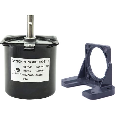 60KTYZ Motoréducteur synchrone AC 220-240V 80r/min Contrôle CW/CCW 18W avec motoréducteur Support de montage Support de siège fixe (1/5)