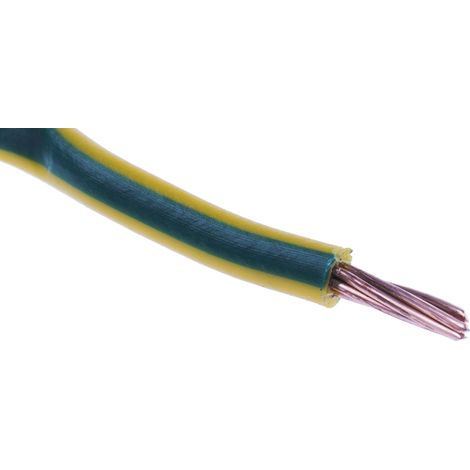 RS PRO Conduit, section: 2,5 mm², 750 V Vert/Jaune H07V-R 6491X ( Prix pour Bobine de 100 Mètres )