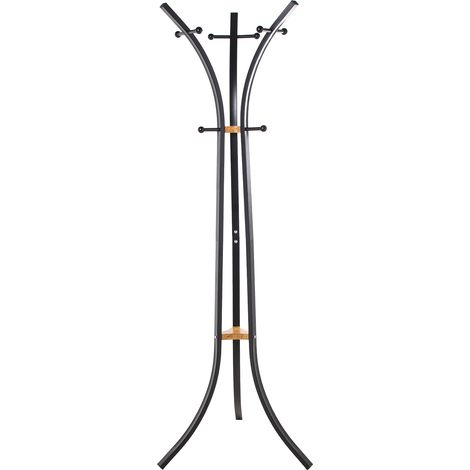 Portemanteau en métal noir et bois naturel, 9 boutons 54x60x175 cm (1/5)
