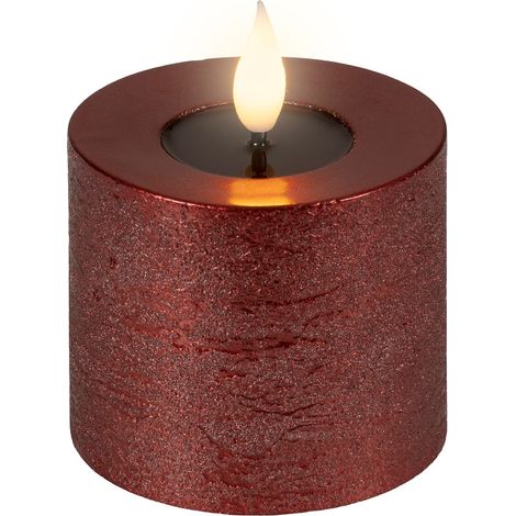 LED-Kerze rot-met. Wachs Ø 7,5 cm H: 9,5 cm ww (1/4)