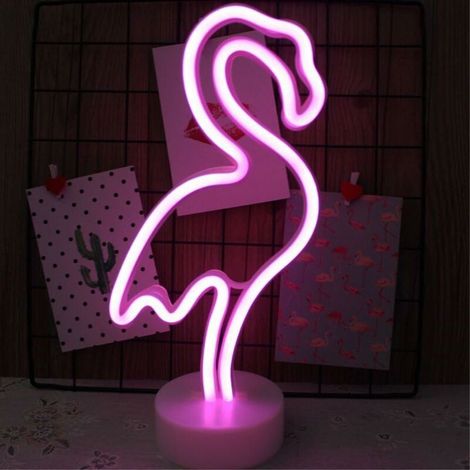 Flamingo Neon Signs, Veilleuse à piles à LED, Cadeau d’anniversaire parfait, décoration (Flamingos) (1/5)