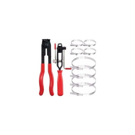 Pinze per fascette stringitubo, 2 fascette, fascette stringitubo con giunto cardanico e fascette a crimpare con set di 8 fascette stringitubo - RWPhine Clamp - Crezuo