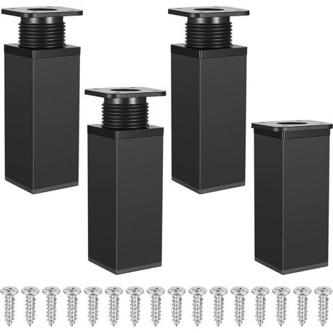 4 pièces de Pieds de Meubles réglables, Pieds de Table en métal réglables en Hauteur, armoires de Cuisine, Pieds réglables de Table (10CM Noir) (1/4)