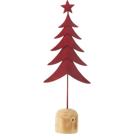 Sapin de Noël Déco sur Pied "Étoile" 49cm Rouge (1/2)