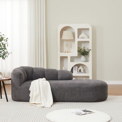 Chaise longue en chenille 204 x 87 x 66 cm, sans accoudoirs, gris anthracite HAVRYA (1/5)