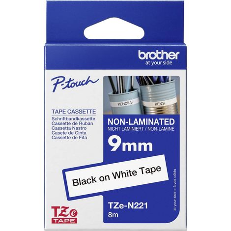 Brother TZe TZe-N221 Colore Nastro: Bianco Colore carattere:Nero 9 mm 8 m