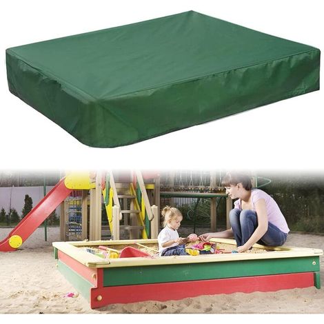 Bâche Bac à Sable Imperméable Verte, 150x 150x 20cm Housse de Bac à Sable de Protection Couverture de Bac à Sable en Tissu Oxford avec Cordon de Serrage, pour Bac à Sable de Jardin (1/5)