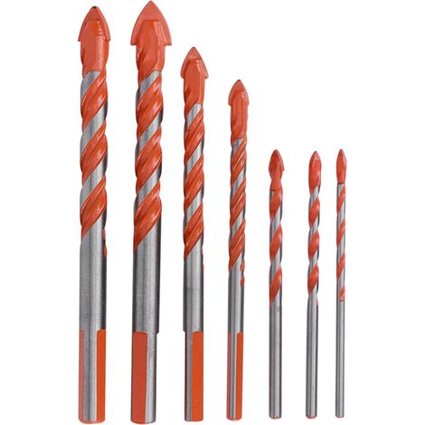 Lot de 7 forets à centrer en acier rapide orange pour carrelage céramique verre plastique bois perçage mur bricolage (3mm 4mm 5mm 6mm 8mm 10mm 12mm) (1/5)