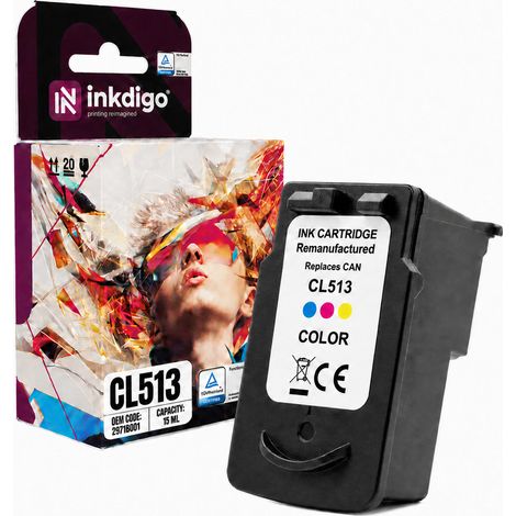 Inchiostro Inkdigo CL513 compatibile con Canon Pixma IP2700 MP230 MX320 IP2702, certificato TÜV. (1/5)