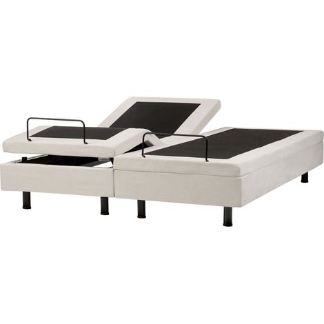 Letto elettrico matrimoniale tessuto beige chiaro regolabile con telecomando senza testiera 160x200 cm Duke II