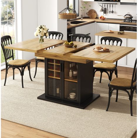 Tavolo allungabile 110-140 x 80 cm con contenitore e portabottiglie, DESVIAE (1/5)