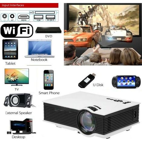 VIDEO PROIETTORE LED 1200 LUM HD1080P WIFI HDMI USB VGA SD AV TV