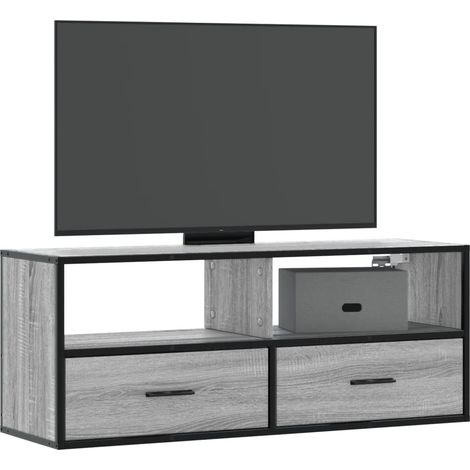 TV-Schrank Grau Sonoma 100x31x39,5 cm Holzwerkstoff und Metall