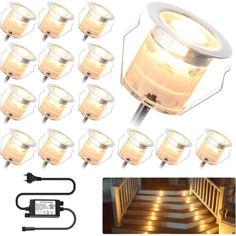 Lot de 16 Spot Encastrable Exterieur DC12V Ø30mm 0.6W IP67 Spot Led Extérieur Encastrable Pour Terrasse Enterré Plafonnier,LED Spot terrasse exterieur encastrable (1/5)