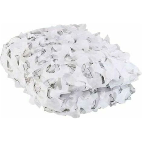 Voile d'ombrage blanche camouflage (2 x 3 m) pour terrasse, toit, piscine, jardin et mobilier de jardin. (1/4)