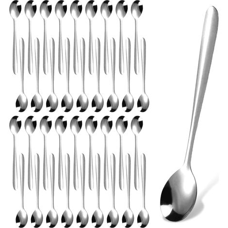 Lot de 36 Cuillères à Café en Acier Inoxydable,14cm × 2.5cm Petite Cuillere a Cafe,Polies Miroir,Petite Cuillère à Dessert,Petites Cuilleres a Dessert pour Maison,Cuisine ou Restaurant (Argent) (1/5)