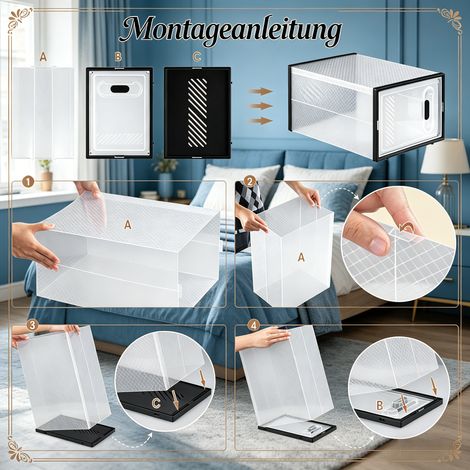 Boîte de rangement empilable pour placard, étagère modulaire à chaussures, organiseur de jouets et livres, casier de salle de bain (lot de 18 pièces uniquement) (1/5)