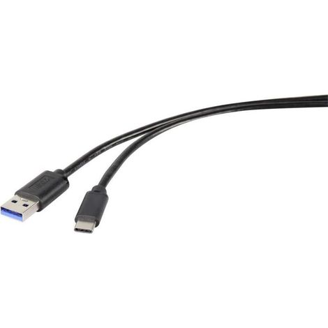 Câble USB 3.2 Gen 1 (USB 3.0) avec connecteurs USB-A femelle et USB-C® femelle, longueur 1,80 m, noir – haute vitesse de transfert jusqu’à 5 Gbps, compatible avec ordinateurs, smartphones et tablettes