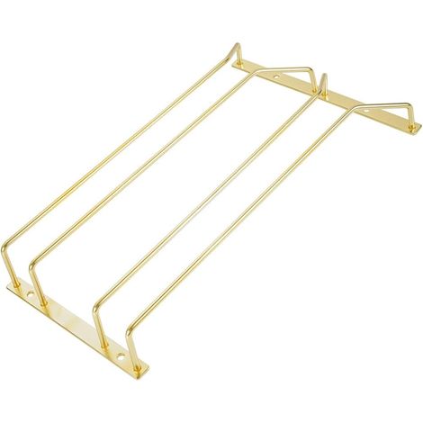 Porte-verres à Vin - 1 ou 2 Rangées - Métal Doré - Suspension Sous Étagère - Cuisine et Bar - 35,5 cm (1/5)