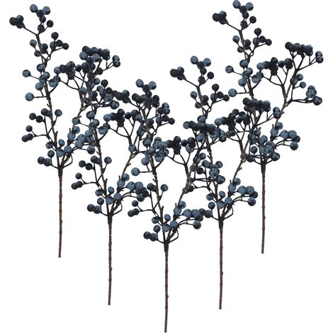 Lot de 5 Myrtilles artificielles, flexibles, couleurs vives, aspect réaliste, décoration intérieure (1/5)