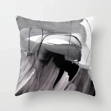 Taie D'oreiller - Coton Linen Mélangé - Motif Aquarelle Abstrait Double Face - Pour Canapé Lit Chaise Bureau Extérieur - 40x40 cm (1/5)