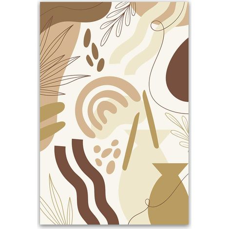 Tableau abstrait organique beige minimaliste