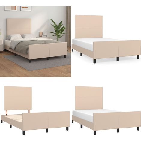 Cadre de lit sans matelas cappuccino 120x190 cm similicuir - Cadre De Lit - Lit Double - Lit Capitonné - Tête De Lit Ajustable - Similicuir - Home & Living (1/5)