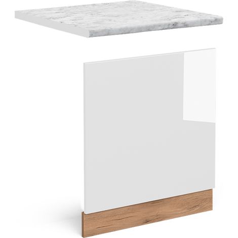Panel frontal R-Line, Blanco alto brillo, 60 cm , ET Mármol, Vicco
