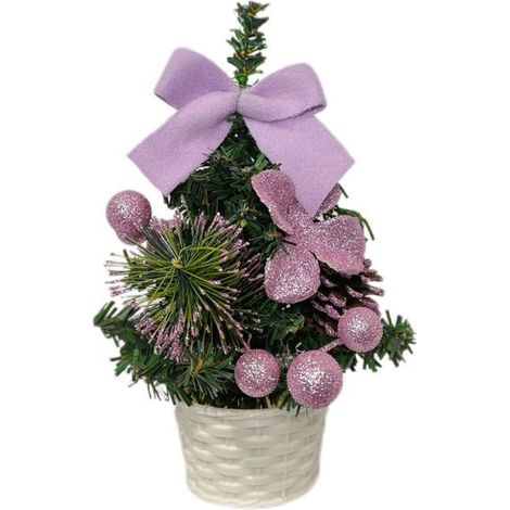 BelleRise - Sapin de Noël de table artificiel de 20 cm, mini sapin en fil de fer, décorations pour jardin ou bureau, mini sapin en plastique (1/5)