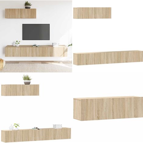 Ensemble de meubles TV 3 pcs Chêne sonoma Bois d'ingénierie - Meuble Tv - Meuble Téléviseur - Étagère Murale - Rangement Tv - Décoration Salon - Home & Living (1/5)