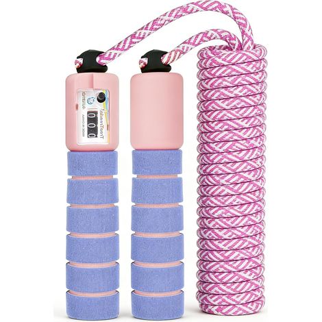 Corde à Sauter pour Enfants et Sport,Compteur et Poignées en Mousse Confortables - Corde de Fitness-Rose (1/5)