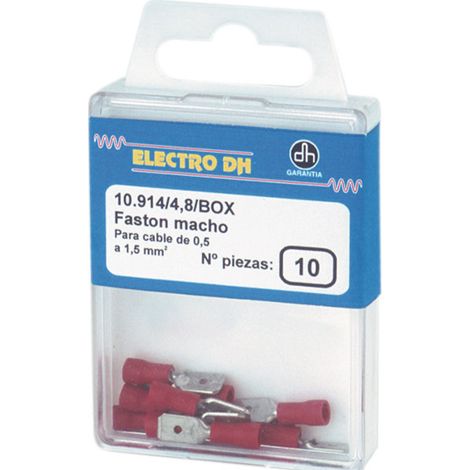 Box 10 Terminale Faston macho isolato 6,35 mm Per cavi da 4 a 6 mm² Electro DH Colore Custodia Blu 10.914/6.3/A/BOX 8430552088218
