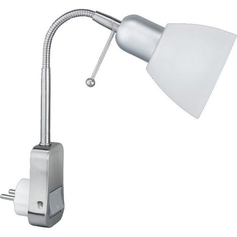 Leselampe LIGARA Silber Weiß, Stecker-Spot mit Schalter & Flexarm, Höhe 26,5cm (1/4)