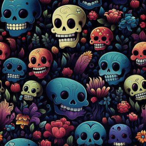 Tela decorativa para exteriores Oxford - Motivo de calavera I DX4977 (1/5)