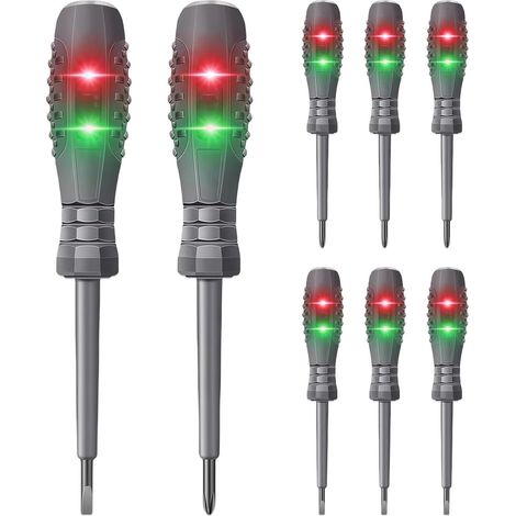 8 Pièces Tournevis Testeur, 2 en 1 Testeur De Voltage Tournevis, avec Lumineux Bicolore À Couple Élevé, Magnétique Fort, pour La Détection (1/5)