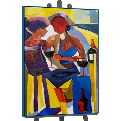 Gemälde Farbenfroher Abend Rahmen Rot 120x80 cm (1/4)