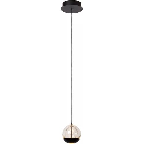 Sospensione Lucide Sentubal sfera vetro nero con bolle LED 6,3W (1/5)