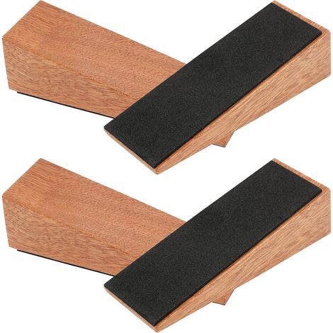 2 x Wooden Door Stoppers with Non-Slip Base, Suitable for All Types of Floors and Doors, Durable Natural Wood Door Wedges, Sturdy Easy to Use for Safety (1/5)