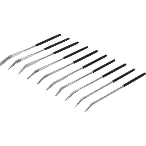 Jeu de Limes Diamantées de Perforation Courbées 10 pcs 140 x 3 mm - Précision et Durabilité - Acier - D-Work (1/5)