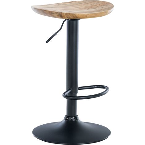 Taburete de bar con asiento de madera maciza clara y reposapiés de diseño industrial TDB10576
