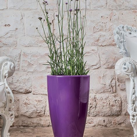 Vaso Cromia Prisma rotondo decorazione in resina "Made in Italy" da h 50 cm -Viola