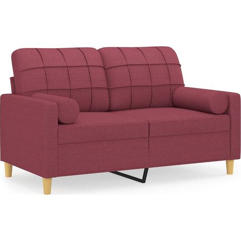 Maison Exclusive - Divano a 2 Posti con Cuscini Rosso Vino 120 cm in Tessuto