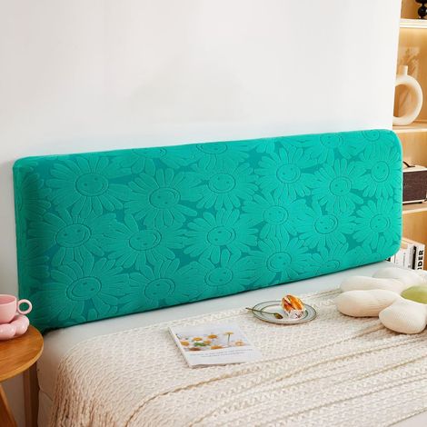 Housse de tête de lit double, couvre-tête de lit double, housse élastique anti-poussière lavable, housse de tête de lit, couleur unie, couvre-tête de lit, 170 à 190 cm, vert (1/5)