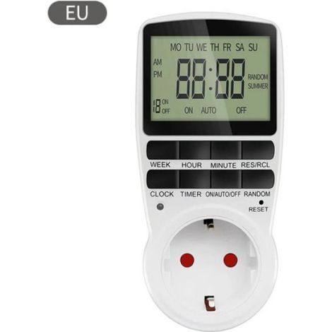 Minuterie Numérique - Prise Programmable 220V-240V - Pour Cuisine Bureau Jardin - 10 Programmes - Prise UE
